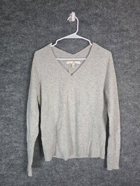 Nordstrom Collection Sweater Womens Small Gray Cashmere V Neck Pullover Stains